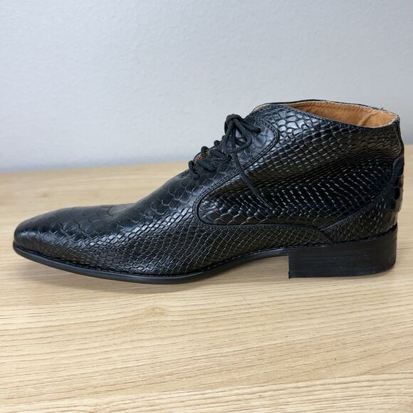 J.M. Weston Lace Up Python Snake Ankle Boots Men Size 42 Black Leather Luxury